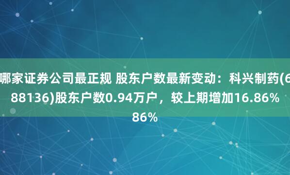 哪家证券公司最正规 股东户数最新变动：科兴制药(688136)股东户数0.94万户，较上期增加16.86%