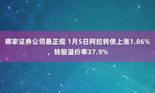 哪家证券公司最正规 1月5日阿拉转债上涨1.86%，转股溢价率37.9%